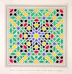 Mosaïque dans le soubassement du côté est de la tour de Comares, Alhambra, de 
